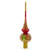 Red and Green Leaves on Red Glass Tree Topper view 1