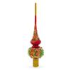 Red and Green Leaves on Red Glass Tree Topper view 2