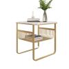 Living Room Table Modern Side Table Nightstand with Metal Frame, 2-Tier Edge Table End Table with Storage Shelf Modern Accent Sofa Coffee Table Small Bookshelf, Display Rack for Bedroom, Living Room, view 1