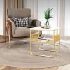 Living Room Table Modern Side Table Nightstand with Metal Frame, 2-Tier Edge Table End Table with Storage Shelf Modern Accent Sofa Coffee Table Small Bookshelf, Display Rack for Bedroom, Living Room, view 2
