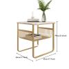 Living Room Table Modern Side Table Nightstand with Metal Frame, 2-Tier Edge Table End Table with Storage Shelf Modern Accent Sofa Coffee Table Small Bookshelf, Display Rack for Bedroom, Living Room, view 3
