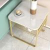 Living Room Table Modern Side Table Nightstand with Metal Frame, 2-Tier Edge Table End Table with Storage Shelf Modern Accent Sofa Coffee Table Small Bookshelf, Display Rack for Bedroom, Living Room, view 4
