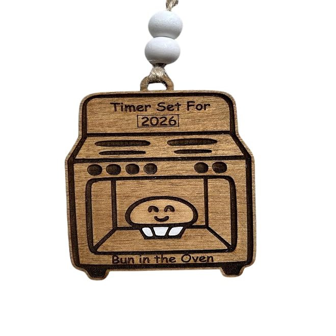 2026 Bun in The Oven Christmas Tree Ornament | 2025 Pregnancy Ornament | Gift for Expecting Parents Parents to be Gift (Natural)