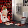 Christmas Santa Bathroom Set with Shower Curtain and Rug Accessories - 36x72 Inches Long Stall Curtain with Large Bath Mat,Bathtub Floor Runner Rug Set,Hooks Winter Snowflake Farmhouse Red Plaid view 1