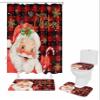 Christmas Santa Bathroom Set with Shower Curtain and Rug Accessories - 36x72 Inches Long Stall Curtain with Large Bath Mat,Bathtub Floor Runner Rug Set,Hooks Winter Snowflake Farmhouse Red Plaid view 2