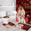 Christmas Santa Bathroom Set with Shower Curtain and Rug Accessories - 36x72 Inches Long Stall Curtain with Large Bath Mat,Bathtub Floor Runner Rug Set,Hooks Winter Snowflake Farmhouse Red Plaid view 3
