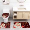 Christmas Santa Bathroom Set with Shower Curtain and Rug Accessories - 36x72 Inches Long Stall Curtain with Large Bath Mat,Bathtub Floor Runner Rug Set,Hooks Winter Snowflake Farmhouse Red Plaid view 4