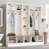 Aiuyesuo Hall Tree Storage Bench, Minimalist Shoe Cabinet with Cube Storage & Shelves,4 in 1 Entryway Coat Rack, Mudroom Bench with 8 Hooks,Open Shelves and Drawer Entryway (White-FC08) view 1