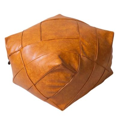 SBOJI Pouf Ottoman for Living Room PU Square Bean Bag Tatami Mat Pouffe Foot Rest Footstool for Sofa (Color : Orange)