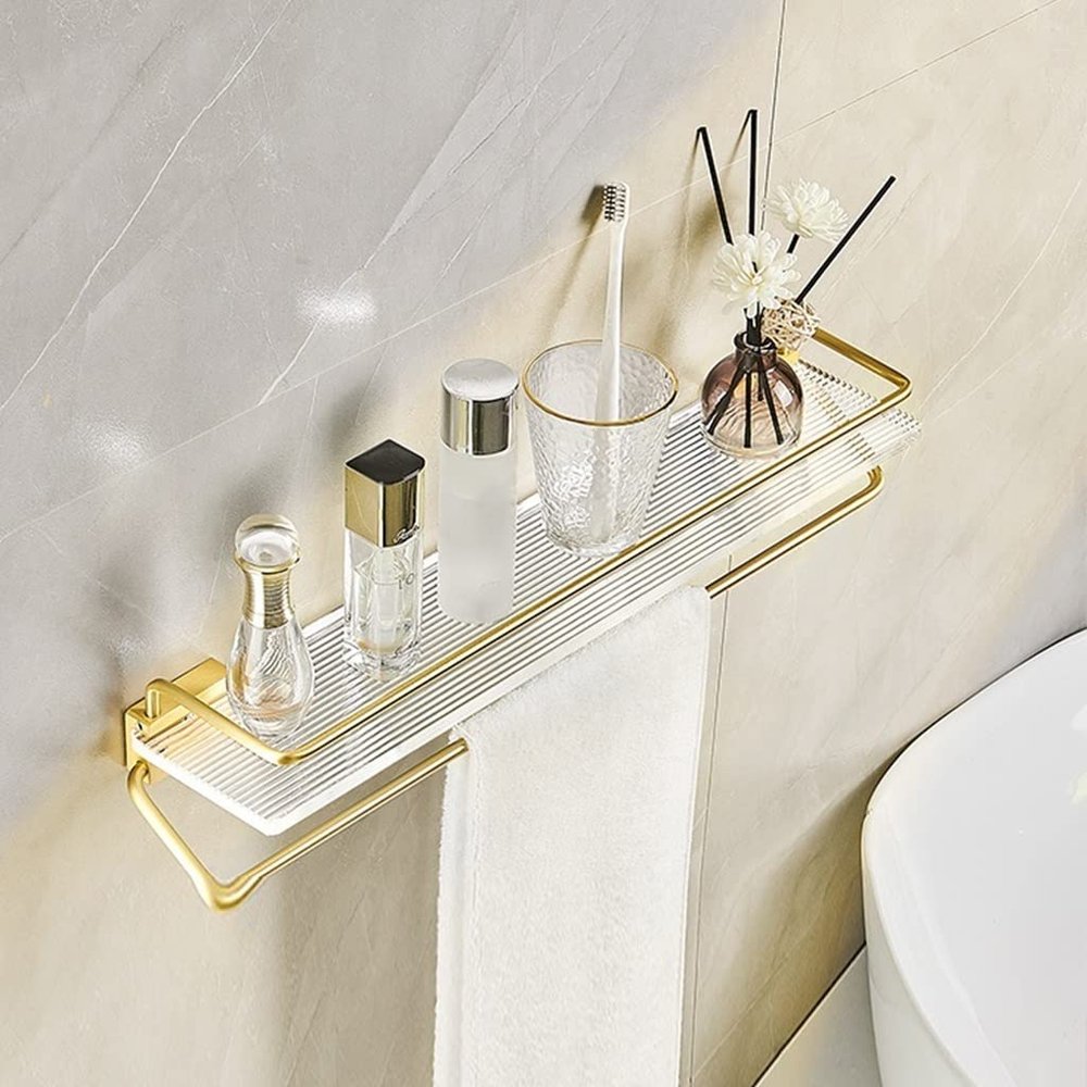BAHELS Acrylic Floating Shelves for Bathroom Organizer, Wall Shelves for Bathroom/Living Room/Kitchen (Color : A 40CM)