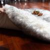 LLB Genuine Sheepskin Rug Plush Soft Throw Area Rug Fur Carpet Fluffy Shaggy Sheepskin Rug for Living Room Kids Bedroom Luxury Home Decor Rectangle (Snow Grey, Round 48'') view 3
