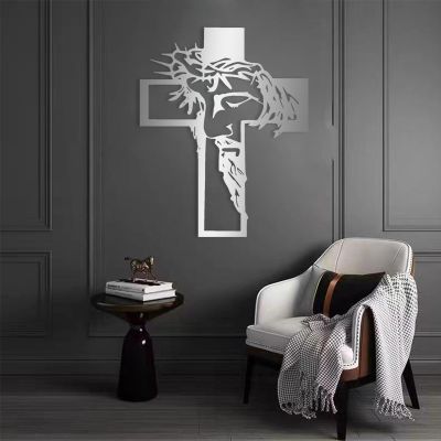 Cadeali Jesus Cross Metal Wall Art, Christian Decor, Gift for Christian, Housewarming Gifts (18.5"x24"/47x60cm, Silver)