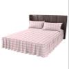 Pink Lattice Bed Skirt for Full Size Bed,Wrap Around Bedding Skirt Gathered Dust Ruffle Bedskirt Sets With 2 Packs Matching Pillow Covers 30"x20",Classic 18 Inch Drop,Farmhouse Buffalo Plaid Checkered view 4