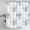 Drgilau Blue Shower Curtain, Modern Plants Shower Curtain Set Watercolor Plant Floral Bathroom Curtain, Waterproof Polyester Fabric Botanical Bathroom Curtain 72X72 Inch view 2