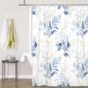 Drgilau Blue Shower Curtain, Modern Plants Shower Curtain Set Watercolor Plant Floral Bathroom Curtain, Waterproof Polyester Fabric Botanical Bathroom Curtain 72X72 Inch view 4