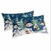 Winter Snowman Pillowcases Queen Size,2 Packs Soft Bed Throw Pillow Covers Sham Decorative Sofa Couch Long Body Lumbar Bolster Cushion Case with Envelope Closure,Christmas Snowflake Forest Tree 20"x30 view 1