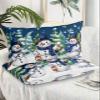 Winter Snowman Pillowcases Queen Size,2 Packs Soft Bed Throw Pillow Covers Sham Decorative Sofa Couch Long Body Lumbar Bolster Cushion Case with Envelope Closure,Christmas Snowflake Forest Tree 20"x30 view 2