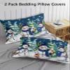 Winter Snowman Pillowcases Queen Size,2 Packs Soft Bed Throw Pillow Covers Sham Decorative Sofa Couch Long Body Lumbar Bolster Cushion Case with Envelope Closure,Christmas Snowflake Forest Tree 20"x30 view 3