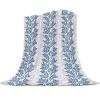 Abstract Leaf Super Soft Cozy Flannel Fleece Blanket- Blue and Grey Gradient Plant Art Blanket for Bed Couch Sofa Chair Travel, 50 x 80 Inche view 1