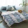 Abstract Leaf Super Soft Cozy Flannel Fleece Blanket- Blue and Grey Gradient Plant Art Blanket for Bed Couch Sofa Chair Travel, 50 x 80 Inche view 2