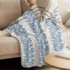 Abstract Leaf Super Soft Cozy Flannel Fleece Blanket- Blue and Grey Gradient Plant Art Blanket for Bed Couch Sofa Chair Travel, 50 x 80 Inche view 3