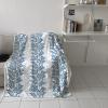Abstract Leaf Super Soft Cozy Flannel Fleece Blanket- Blue and Grey Gradient Plant Art Blanket for Bed Couch Sofa Chair Travel, 50 x 80 Inche view 4