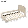 Harper & Bright Designs Upholstered Twin Daybed Frame for Kids,Velvet Twin Beds with Classic Stripe Shaped Headboard, Wood Cute Twin Bed Frames for Children Girls Boys,Beige view 2