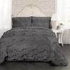 International Sheets 100% Egyptian Cotton, 550 GSM Microfiber Filled Quilt Ruffled Textured 3 Piece Oversized Super King Size Comforter Set, Dark Grey view 1