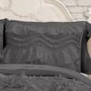 International Sheets 100% Egyptian Cotton, 550 GSM Microfiber Filled Quilt Ruffled Textured 3 Piece Oversized Super King Size Comforter Set, Dark Grey view 3