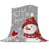 Christmas Super Soft Cozy Flannel Fleece Blanket- Christmas Snowman and Snowflakes Xmas Blanket for Bed Couch Sofa Chair Travel, 60 x 80 Inche view 1