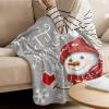 Christmas Super Soft Cozy Flannel Fleece Blanket- Christmas Snowman and Snowflakes Xmas Blanket for Bed Couch Sofa Chair Travel, 60 x 80 Inche view 3