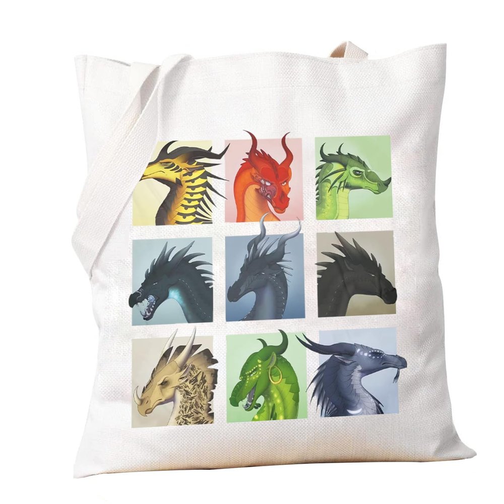PXTIDY Dragon Novel Inspired Gift Fantasy Novel Dragon Tote Bag Dragon Party Gifts Bookish Tote Bag