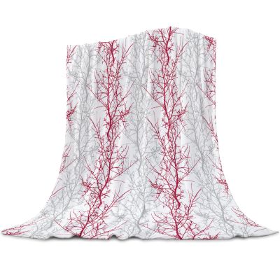 Art Branch Super Soft Cozy Flannel Fleece Blanket- Rose Red and Grey Gradient Plant Art Blanket for Bed Couch Sofa Chair Travel, 50 x 80 Inche