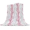 Art Branch Super Soft Cozy Flannel Fleece Blanket- Rose Red and Grey Gradient Plant Art Blanket for Bed Couch Sofa Chair Travel, 50 x 80 Inche view 1