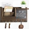 Ziivita Key Holder for Wall - Mail Holder Organizer Wall Mount with Shelf - Rustic Hanging Key Rack Hanger with Hooks Decorative for Home Letter Dog Leash Entryway Farmhouse Living Room Decor view 1