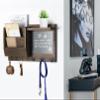 Ziivita Key Holder for Wall - Mail Holder Organizer Wall Mount with Shelf - Rustic Hanging Key Rack Hanger with Hooks Decorative for Home Letter Dog Leash Entryway Farmhouse Living Room Decor view 2