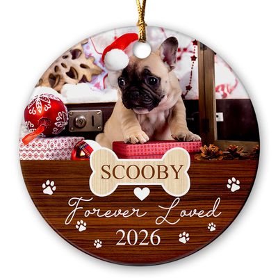 2026 Dog Xmas Ornament Keepsake, Custom Forever Loved Ornament Gift for Dog Lover, Memorial Ceramic Ornaments, Loss Pet Keepsake Present, Customized Sympathy Gift with Name & Photo Dogs for Pet Owner