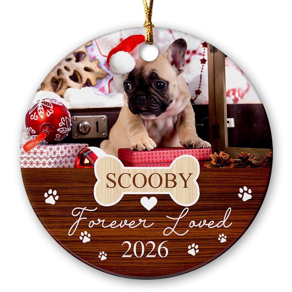 2026 Dog Xmas Ornament Keepsake, Custom Forever Loved Ornament Gift for Dog Lover, Memorial Ceramic Ornaments, Loss Pet Keepsake Present, Customized Sympathy Gift with Name & Photo Dogs for Pet Owner