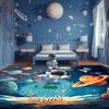 Spaceman Cartoon Rug for Boys Bedroom 6x9 ft Large Area Rug for Kids Room Non-Slip Washable Kids Carpet Playmat Rug Galaxy Rug Outer Space Room Decor view 1