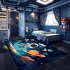 Spaceman Cartoon Rug for Boys Bedroom 6x9 ft Large Area Rug for Kids Room Non-Slip Washable Kids Carpet Playmat Rug Galaxy Rug Outer Space Room Decor view 3