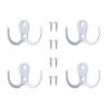 Lansonee 4 Pcs Double Prong Robe Hooks, Dual Coat Hooks Wall Mounted Hanging Clothes for Bathroom Bedroom Door Wall Retro Metal Cloth Hanger Double Coat Hooks with 8 Screws (White) view 1