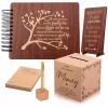 Wooden Funeral Guest Book Set for Memorial Service Celebration of Life Party Decorations in Loving Memory Guest Register Book with Pen& Stand, Included Table Sign,Share a Memory Cards and Box-Birds view 1