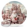 Christmas Coasters for Drinks Absorbent Coaster Sets of 4 with Cork Base Pink Christmas Santa Claus Castle Ceramic Cup Coaster for Wooden Table, Bar, Housewarming Gifts, Holiday Party view 1