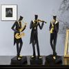 Juliahestia Modern Sculptures Home Jazz Decor Black Band Saxophone Violin Clarinet Musician Statues for Living Room Shelf Desk Office Decorations Music Figurines Collectibles Figure view 1