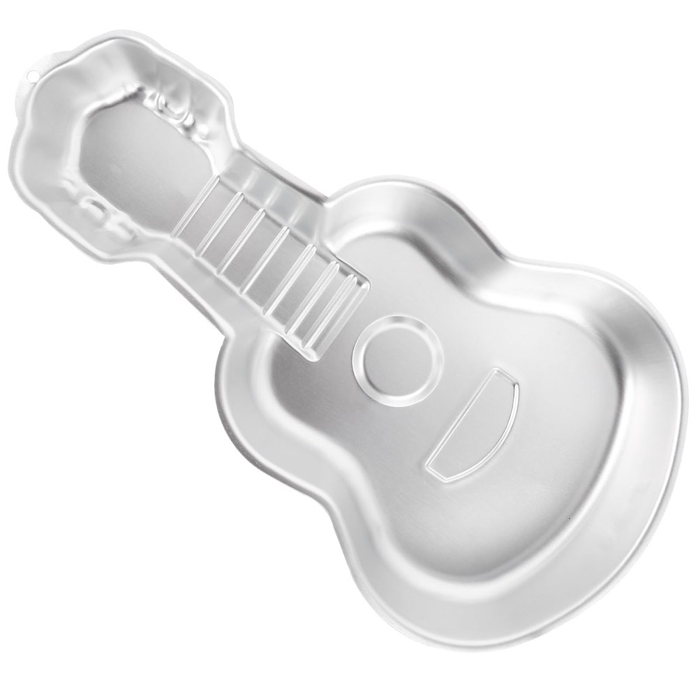 Baluue Guitar Cake Pan, Aluminum Alloy Nonstick 3D Birthday Cake Mold, 16.9" x 9" Portable Cake Decorating Mould Baking Pan Kitchen Supplies
