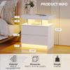 dnbss Nightstand with Charging Station and LED Light, Modern Night Stand with 2 Drawers, Smart Nightstand with USB Ports and Wireless Charger, Bedside Table for Bedroom, White view 2