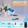 dnbss Nightstand with Charging Station and LED Light, Modern Night Stand with 2 Drawers, Smart Nightstand with USB Ports and Wireless Charger, Bedside Table for Bedroom, White view 3