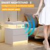 dnbss Nightstand with Charging Station and LED Light, Modern Night Stand with 2 Drawers, Smart Nightstand with USB Ports and Wireless Charger, Bedside Table for Bedroom, White view 4