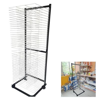 40 Tier Classroom Paint Drying Rack, Mobile Art Drying Rack for Painting & Prints, A3 Paper, Metal Steel Artwork Storage Display Rack Perfect, for Educational Schools and Art Club Shelves.