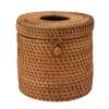 Wnvivi Rattan Tissue Box Cover,Hand Woven Facial Tissue Box Holder,Rustic Tissue Organizer Container for Home Office Bathroom(Round) view 1